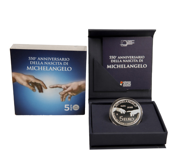 Italy 5 euro Silver BU 2025 - 550° Anniversary of the Nascita of Michelangelo