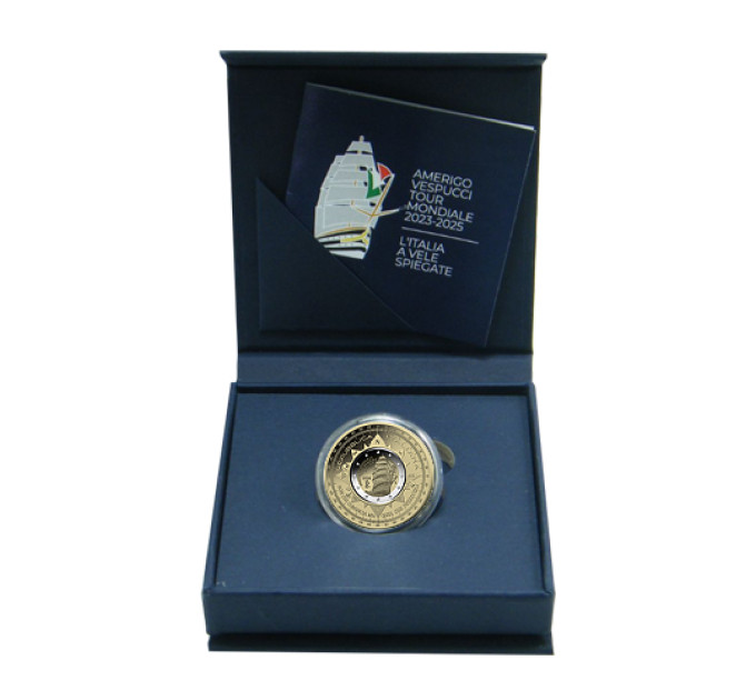 Italy 2 euro + 10 euro Proof 2025 - Voyage of the Amerigo Vespucci Ship