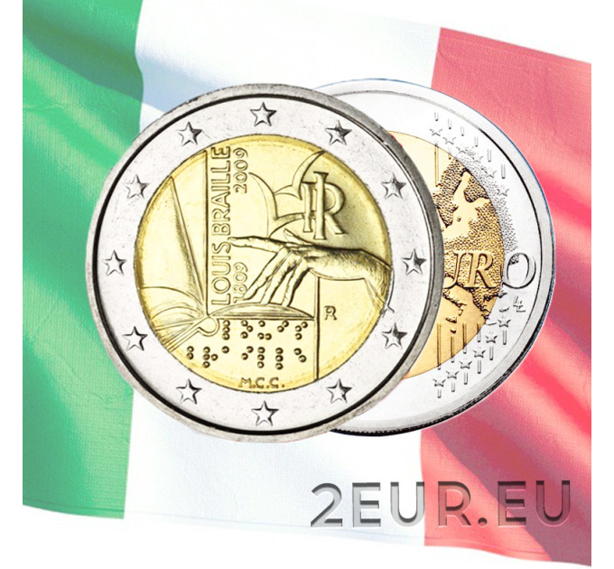 Italy 2 euro UNC 2009 - 200th Anniversary of the Birth of Louis Braille