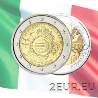 Itaalia 2 euro UNC 2012 – 10 aastat euro sularaha