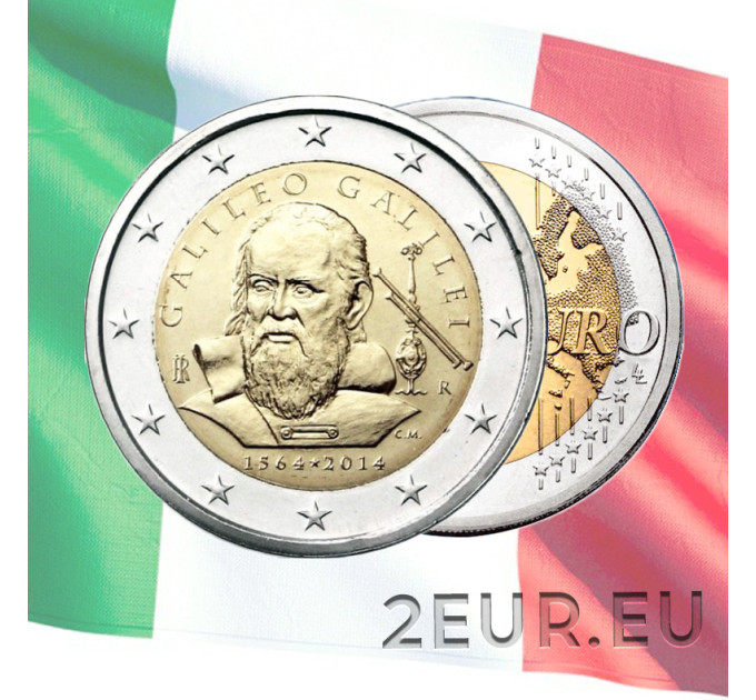 Italy 2 euro UNC 2014 - 450th anniversary of the birth of Galileo Galilei