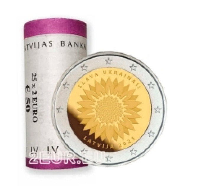Latvia 2 euro UNC roll 2023 - Slava Ukrainai