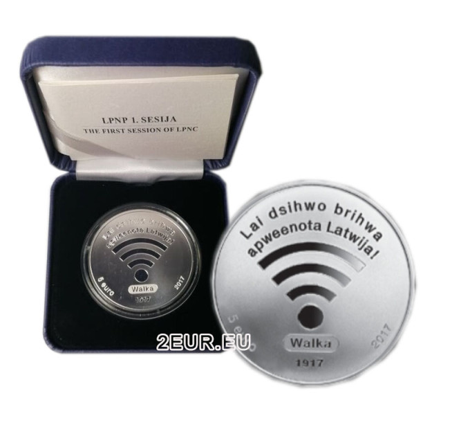 Latvia 5 euro silver proof 2017 -  100 Years Provisional National Council of Walka