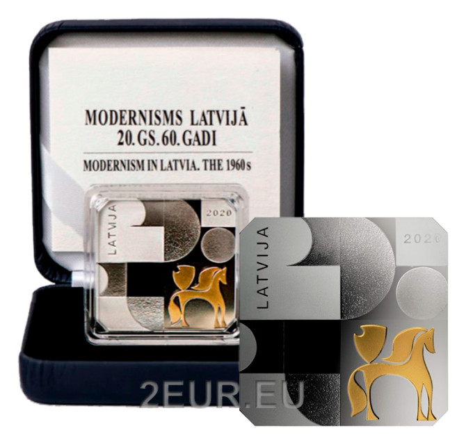 Latvia 5 euro silver proof 2020 - Modernism in Latvia - The 1960s