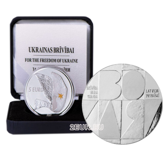 Latvia 5 euro silver proof 2022 - Freedom of Ukraine