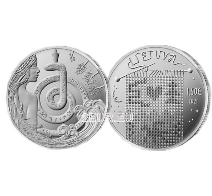 Lithuania 1.5 euro UNC 2021 - Eglė - Queen of Serpents