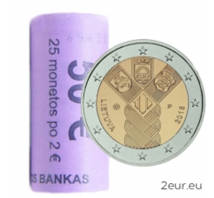 Lithuania 2 euro UNC roll 2018 - 100th Anniversary of the Independence of the Baltic States
