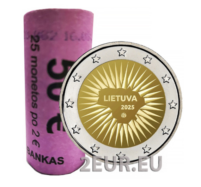 Lithuania 2 euro UNC roll 2025 - Dedicated to defence