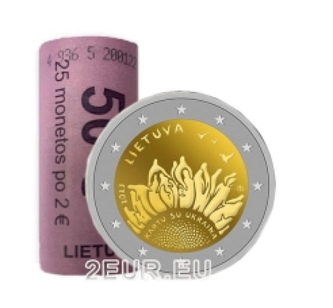 Lithuania 2 euro UNC roll 2023 - Together with Ukraine