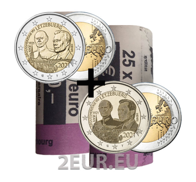 Luxembourg 2 euro UNC roll 2021 - 100th anniversary of the birth of Grand Duke Jean