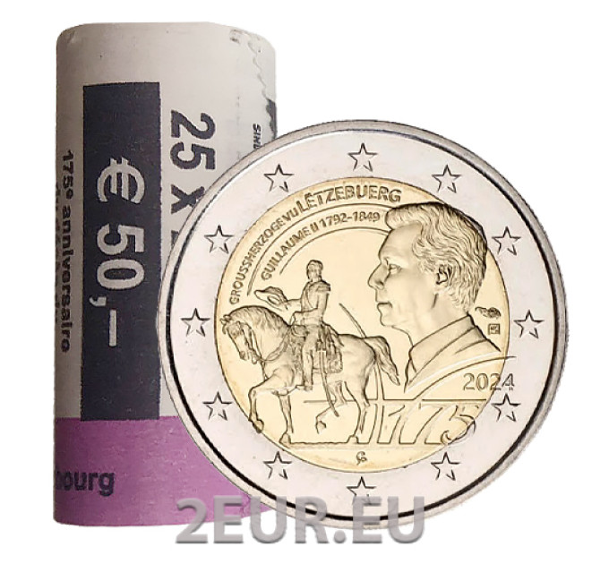 Luxembourg 2 euro UNC roll 2024 - 175th Anniversary of the Death of the Grand Duke Guillaume II