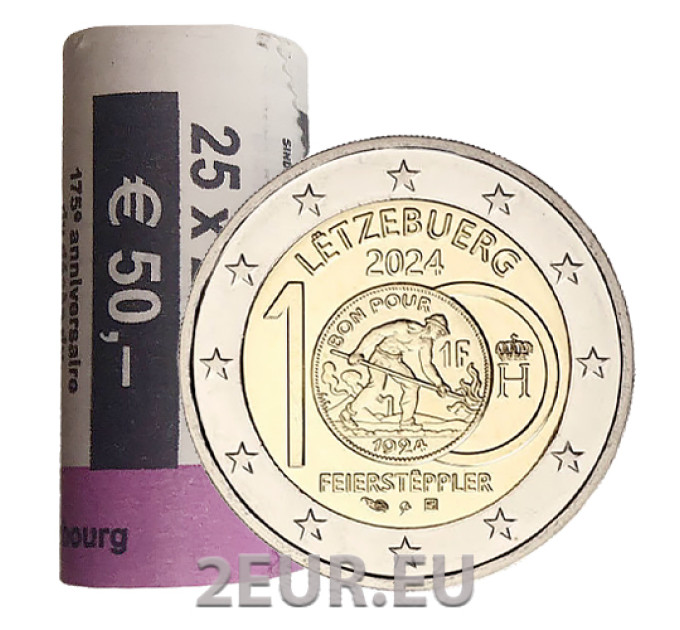 Luxembourg 2 euro UNC roll 2024 - 100th Anniversary of the Introduction of Luxembourg Franc