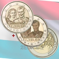 Luksemburg 2 eurot UNC 2021 – suurhertsoginna Maria Teresa 40. pulma-aastapäev suurhertsog Henry reljeefiga+foto