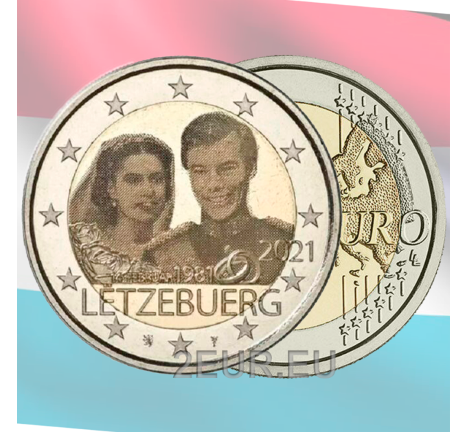 Luxembourg 2 euro UNC 2021-  40th Wedding Anniversary of Grand Duchess Maria Teresa With Grand Duke Henry photo