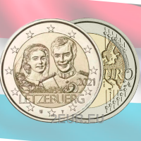 Luksemburg 2 eurot UNC 2021 – suurhertsoginna Maria Teresa 40. pulma-aastapäev suurhertsog Henry reljeefiga