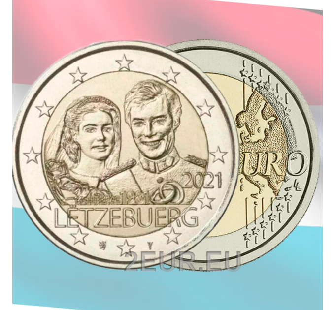 Luxembourg 2 euro UNC 2021-  40th Wedding Anniversary of Grand Duchess Maria Teresa With Grand Duke Henry relief