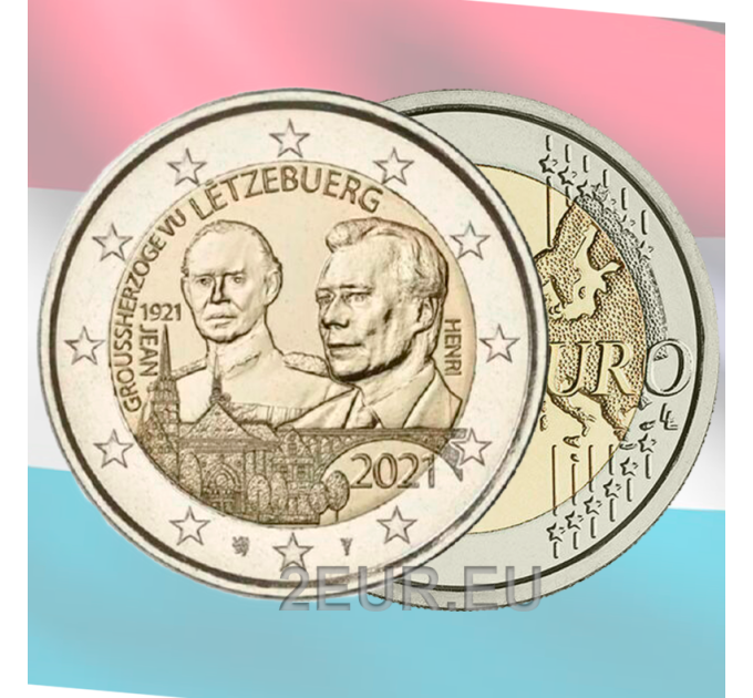 Luxembourg 2 euro UNC 2021-  100th Anniversary of the Birth of Grand-Duke Jean relief