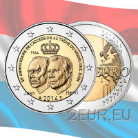 Luksemburg 2 eurot UNC 2014 – suurhertsog Jeani troonile astumise 50. aastapäev