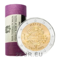 Malta 2 eurot UNC rulli 2012 – 10 aastat eurot