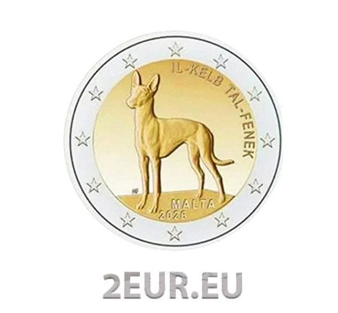 Malta 2 Euro UNC 2026 - The Pharaoh hound