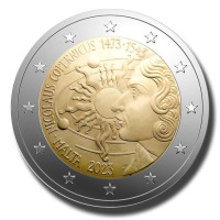 Malta 2 eurot UNC 2023 – Nikolai Koperniku sünni 550. aastapäev