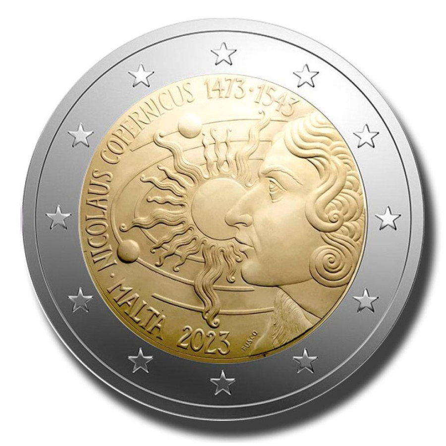 Malta 2 eurot UNC 2023 – Nikolai Koperniku sünni 550. aastapäev