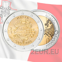 Malta 2 eurot UNC 2012 – 10 aastat euro sularaha