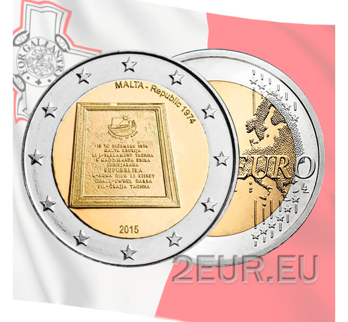 Malta 2 euro UNC 2015 - Republic 1974