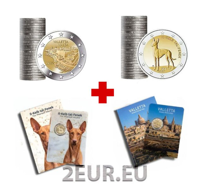 Malta 2 Euro UNC 2026 - 1+1 Roll + 6+6 Cards