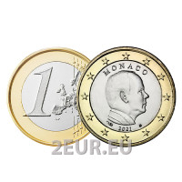 Monaco 1 euro UNC 2021 – prints Albert II