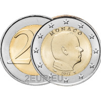 Monaco 2 eurot UNC 2017 – prints Albert II
