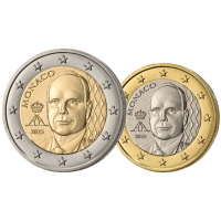 Monaco 1 ja 2 eurot UNC 2025 – prints Albert II