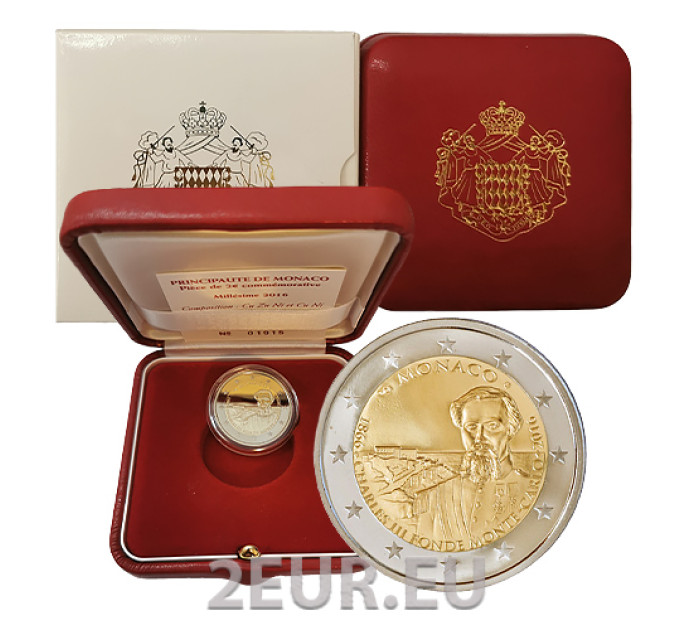 Monaco 2 euro PROOF 2016 - 150th Anniversary of the Founding of Monte Carlo by Charles III