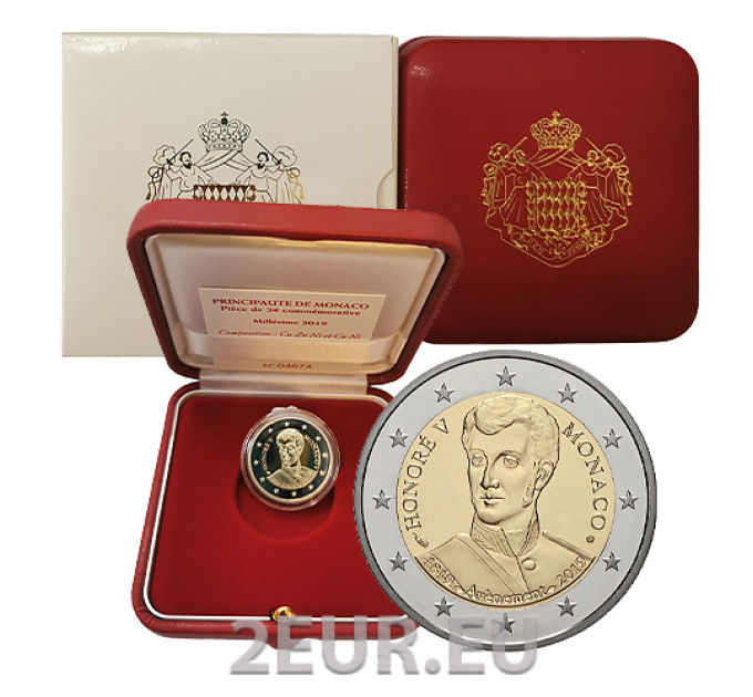 Monaco 2 euro PROOF 2019 - 200th Anniversary of the Accession to the Throne of Prince Honoré V