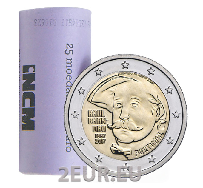 Portugal 2 euro UNC roll 2017 - 150 Years Since the Birth of Raul Brandão