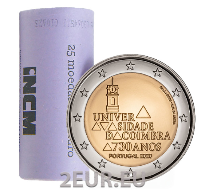 Portugal 2 euro UNC roll 2020 - 730 Years University of Coimbra