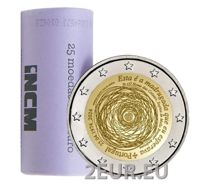 Portugal 2 euro UNC roll 2024 - 50th anniversary of the Carnation Revolution