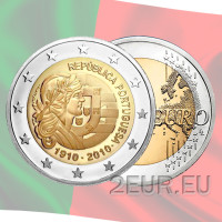 Portugal 2 eurot UNC 2010 – Portugali Vabariigi sajandat juubelit