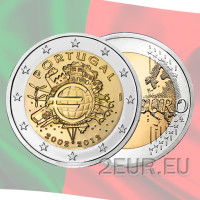 Portugal 2 eurot UNC 2012 – 10 aastat euro sularaha