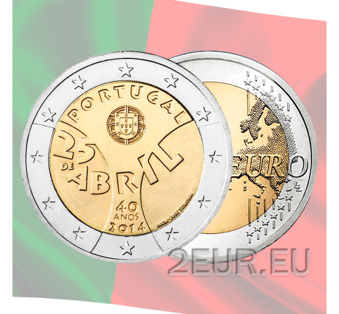 Portugal 2 euro UNC 2014 -  40th Anniversary of the 25th April Revolution - Carnation Revolution