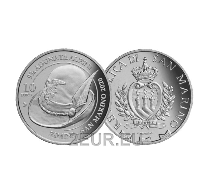 San Marino 10 euro BU 2020 - 93rd Meeting of the Alpine Club in Rimini and San Marino