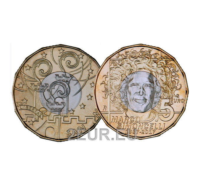 San Marino 5 euro UNC 2017 - "30th Anniversary of the Birth of Marco Simoncelli"
