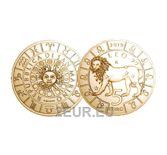 San Marino 5 euro UNC 2019 - "Zodiac Signs - Leo"