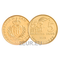 San Marino 5 euro UNC 2019 - "5G mobiilsidevõrk"