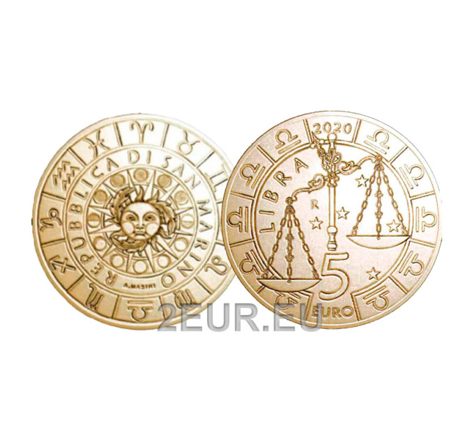 San Marino 5 euro UNC 2020 - "Zodiac Signs - Libra"