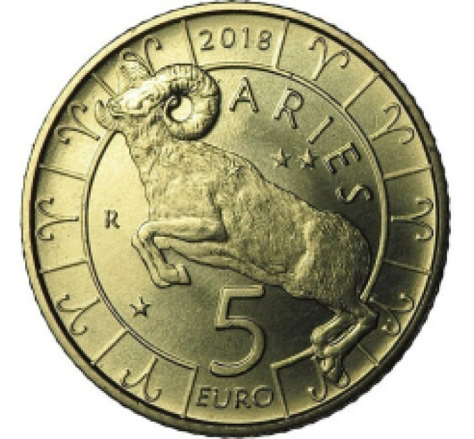 San Marino 5 euro UNC 2018 - "Zodiac Aries"