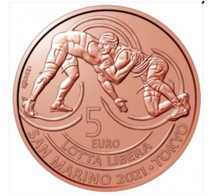 San Marino 5 euro UNC 2021 - "Victory in freestyle wrestling in Tokyo"