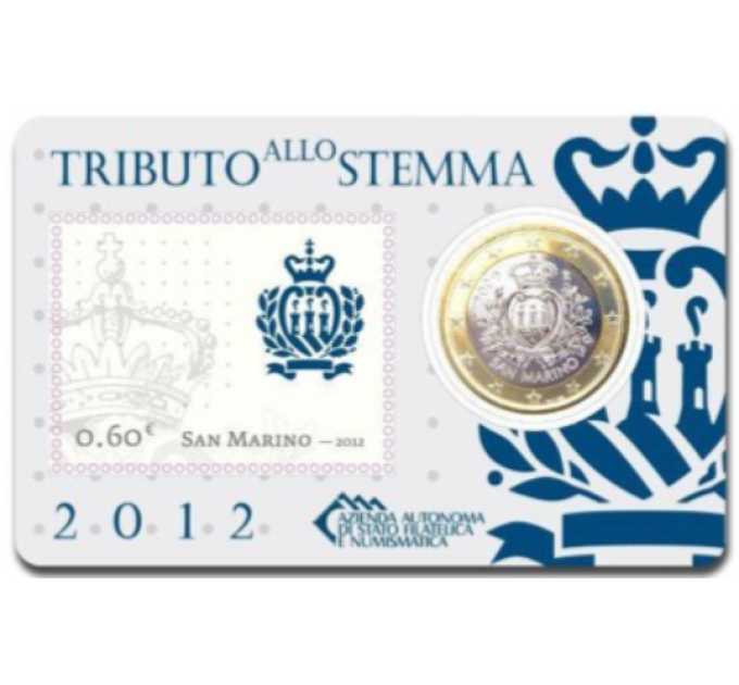 San Marino 1 EURO BU 2012 - 1 EURO + STAMP