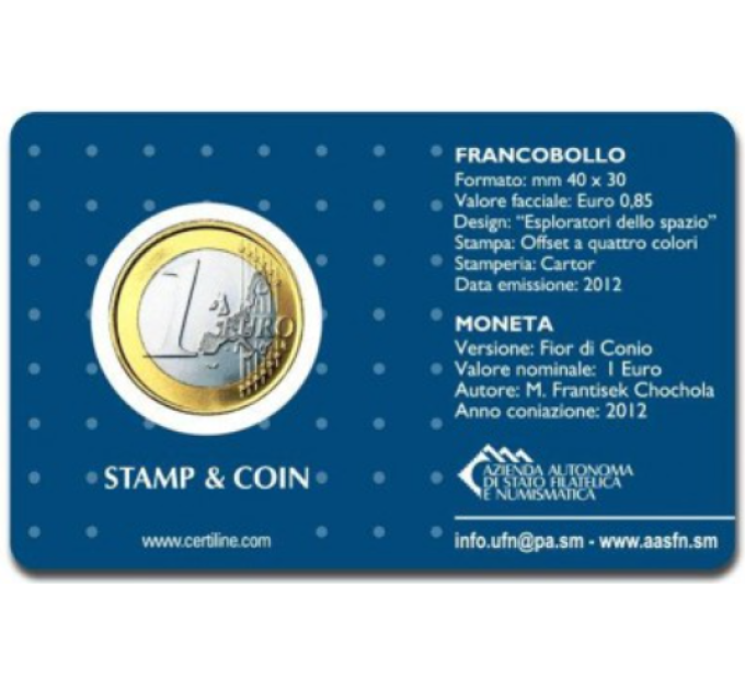 San Marino 1 EURO BU 2012 - 1 EURO + STAMP
