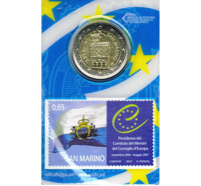 San Marino 2 EURO BU 2012 + Stamp